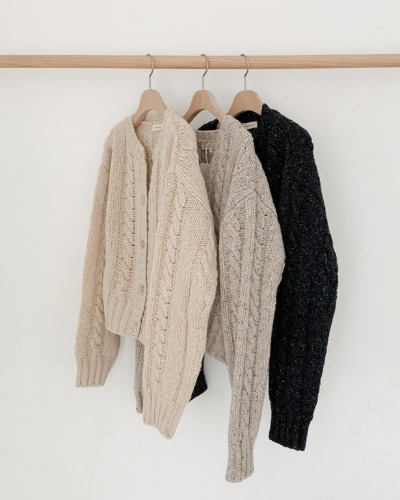 cable cardigan (3color)